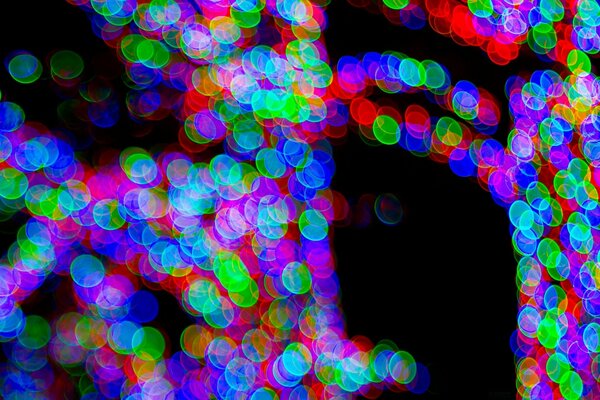 A scattering of multicolored spots of light