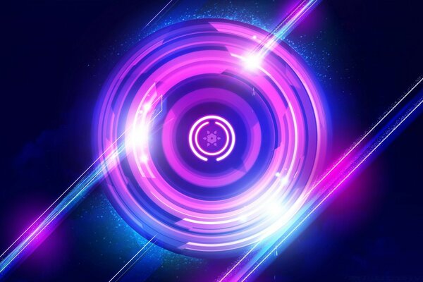 Futuristic neon image with circle