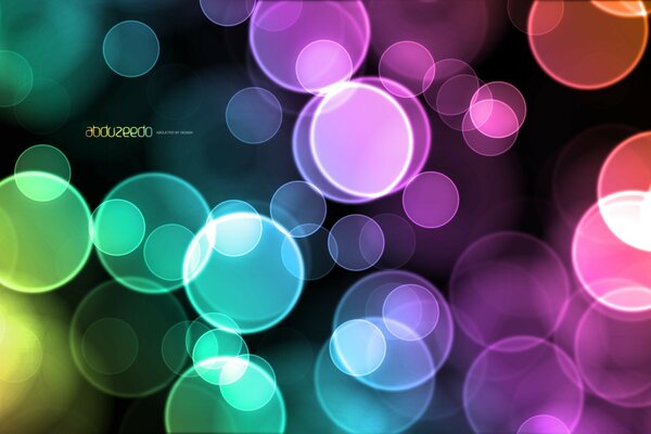 Abstract background colorful circles green blue purple orange