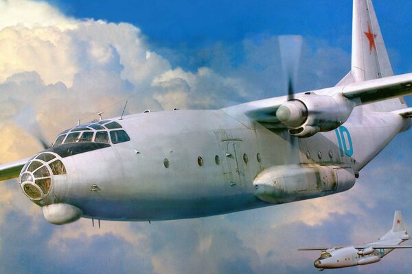 Военно-транспортый самолет ан-8 на учениях
