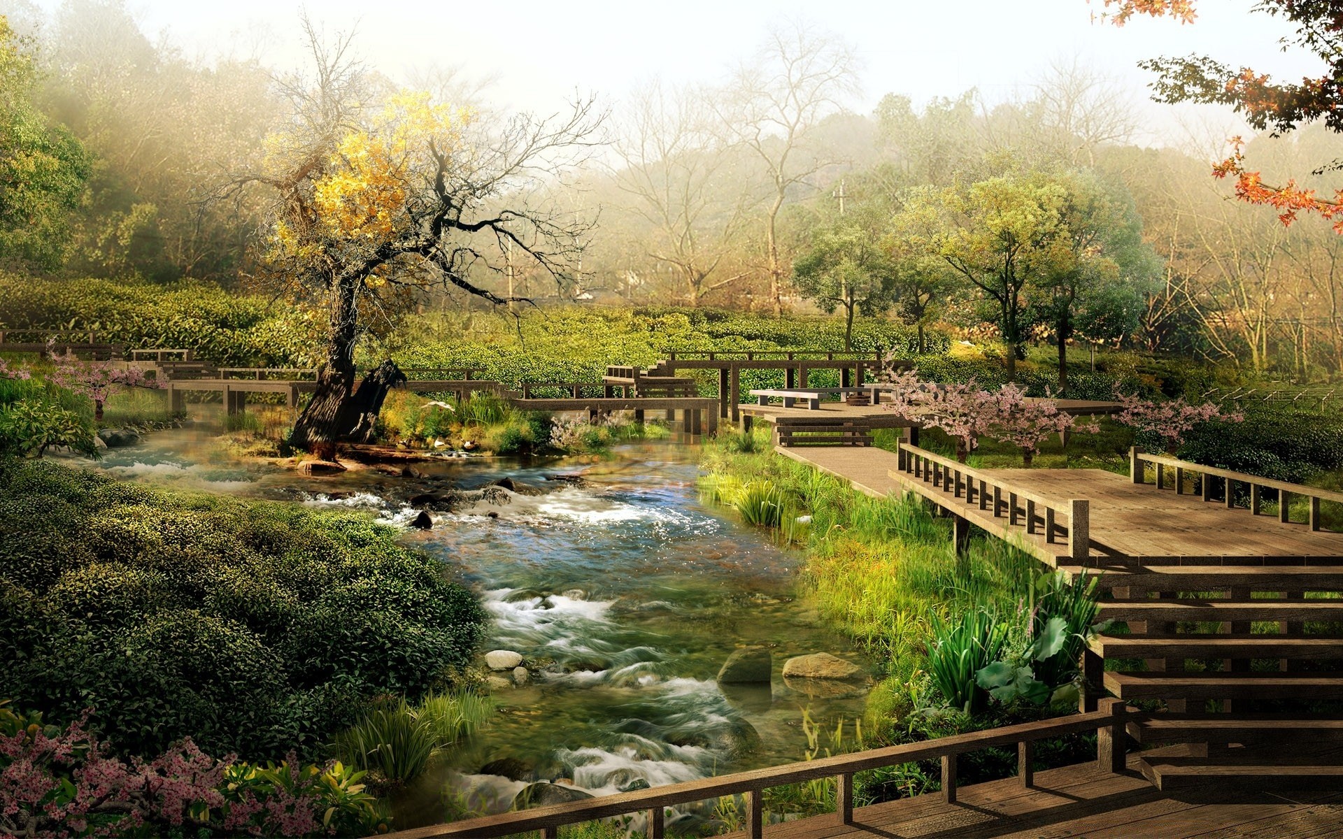 kreativ natur holz holz wasser landschaft fluss im freien reisen herbst park des ländlichen des ländlichen raums umwelt