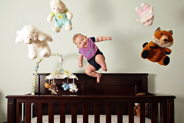 Little boy having fun with toys