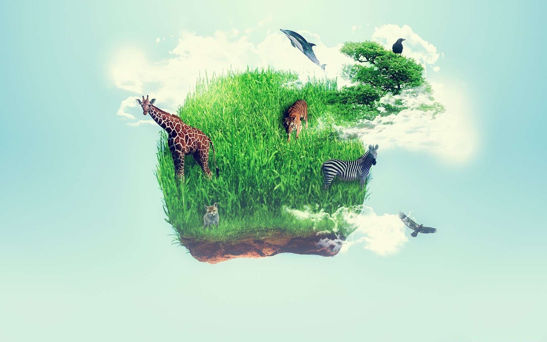 kreativ natur tier tierwelt gras säugetier im freien wasser illustration himmel wild umwelt