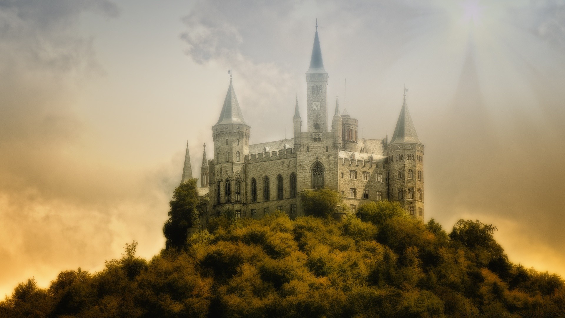 creative architecture travel castle building sky tower old gothic city outdoors ancient evening dusk church