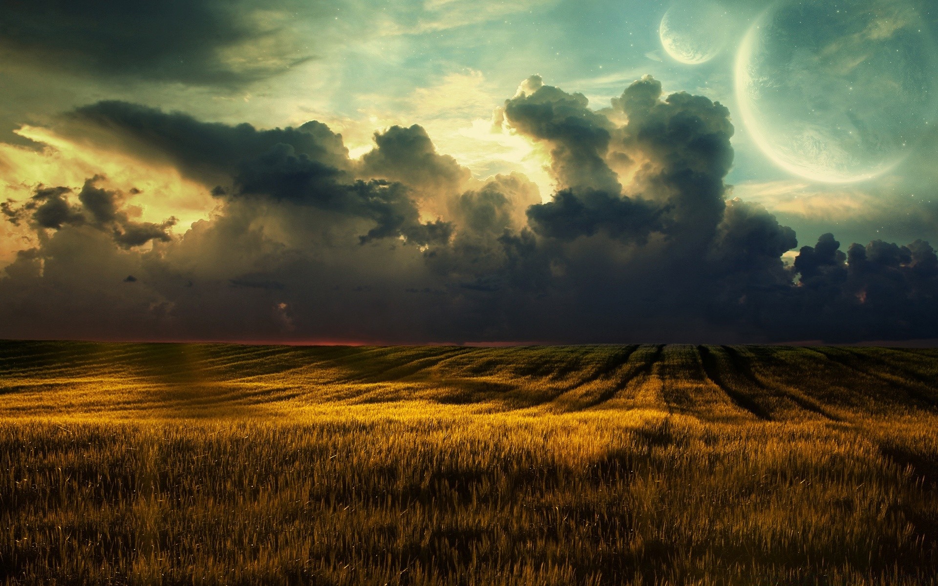 creativo tramonto paesaggio natura cielo sole campo agricoltura fattoria alba rurale grano tempesta campagna nuvola estate raccolto sera drammatico bel tempo