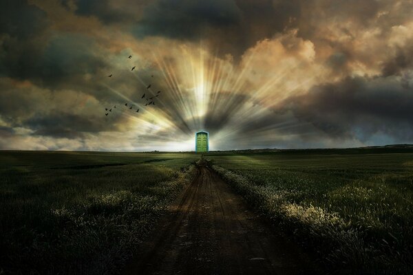 The horizon of the field and the stormy sky