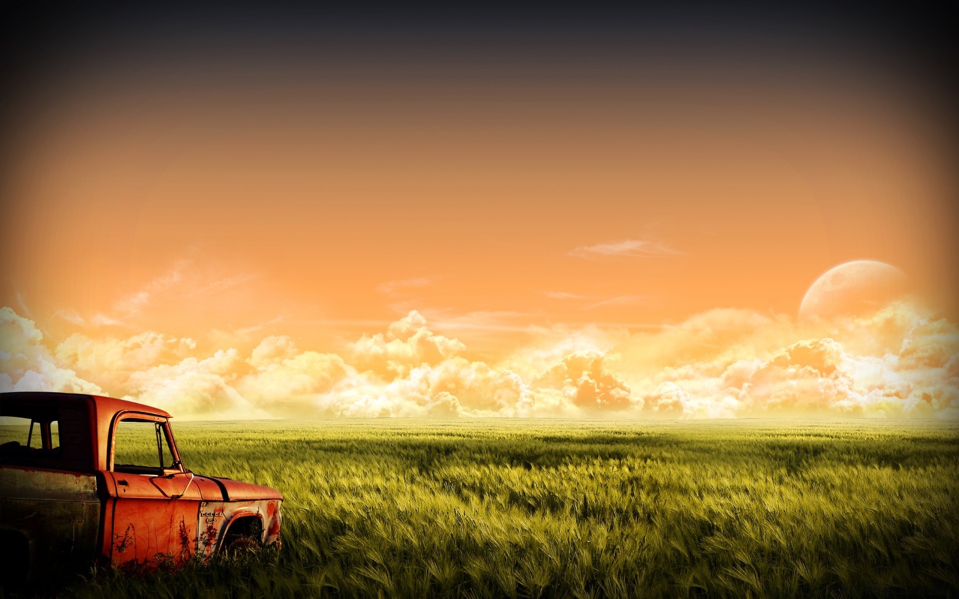 kreativ sonnenuntergang feld sonne himmel bauernhof des ländlichen landschaft landwirtschaft weizen landschaft dämmerung weide natur gras sommer ernte flocken im freien licht