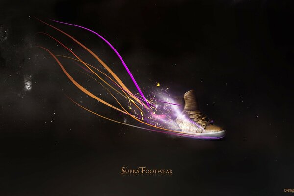 Astronomical sneaker on a black background