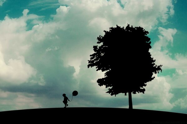 Silhouetten auf einem atemberaubenden Himmelshintergrund