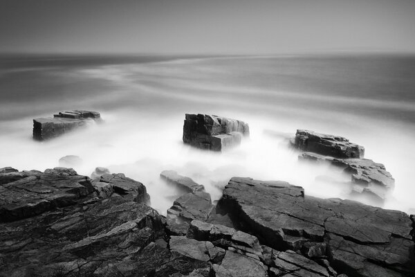 Black and white sea fog