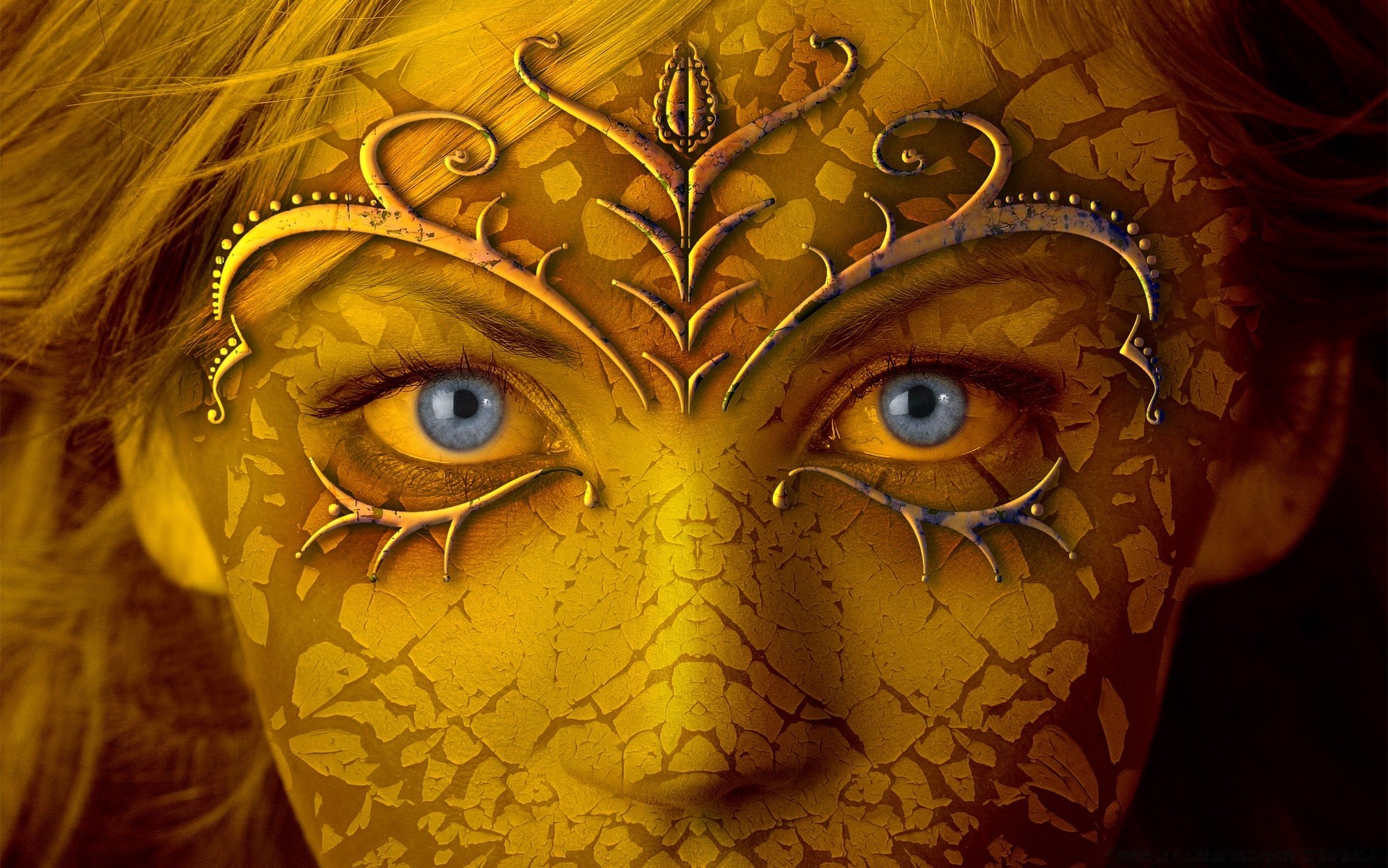 creative mask face woman gold desktop decoration art fantasy eye culture