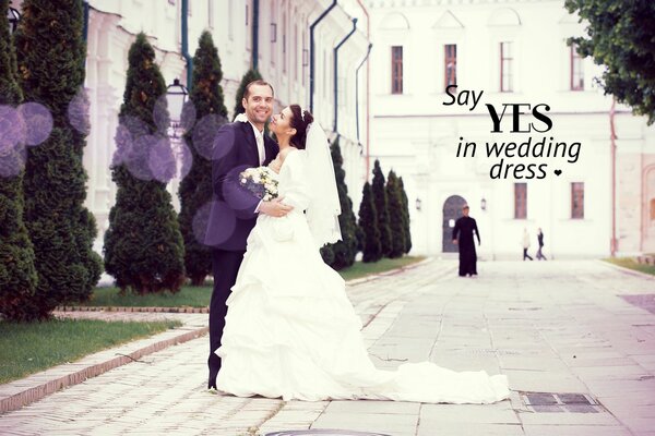 Wedding photo of husband and wife with inscriptions