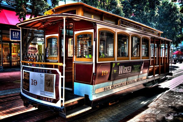 Old tram in the city park