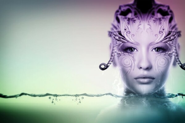 Creative girl over water wallpaper