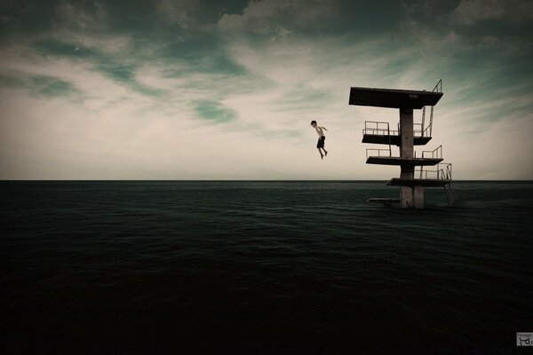 Jump into the ocean from a height