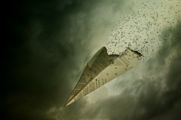 Retro paper airplane on a dark background