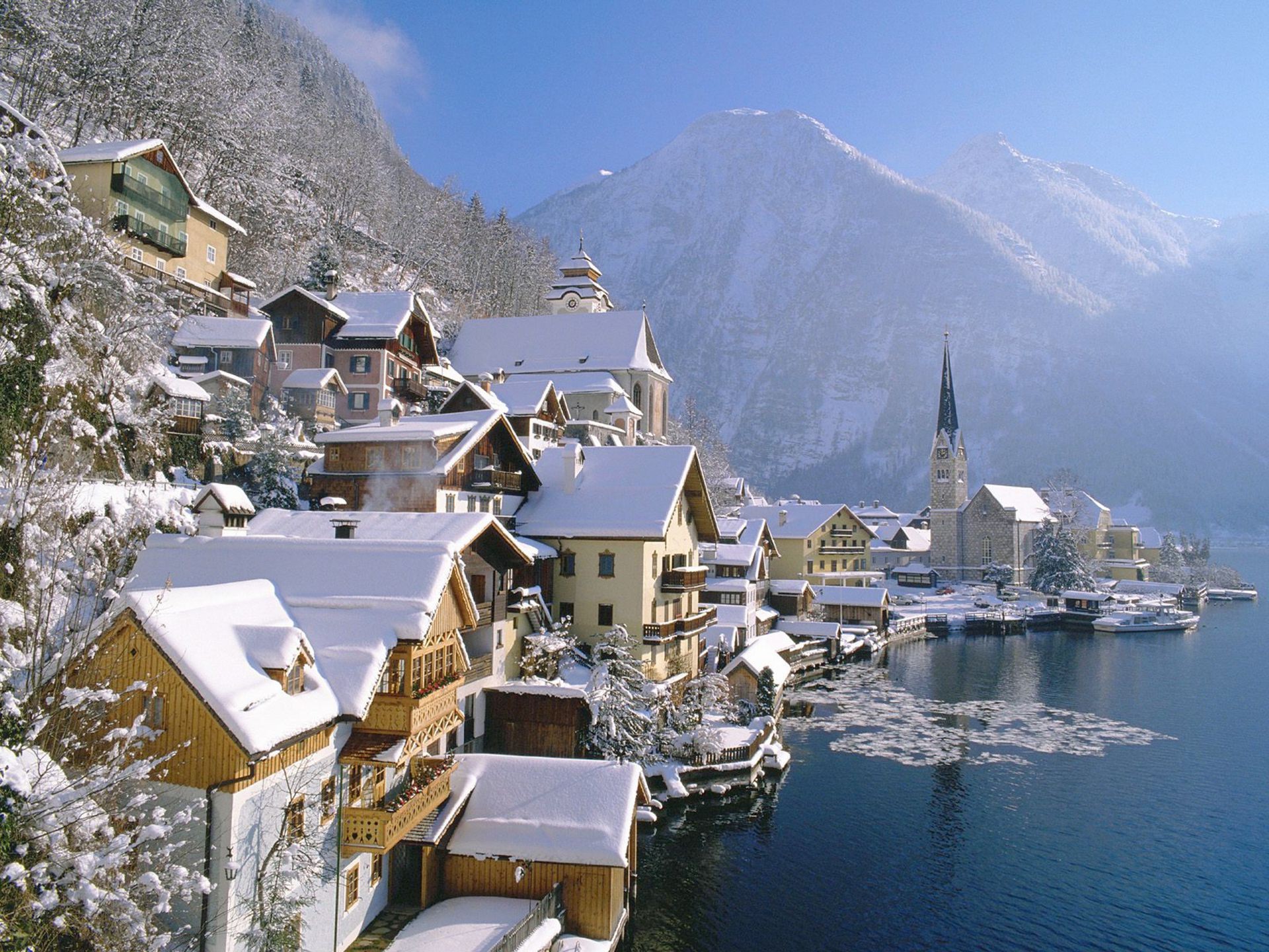 ville neige hiver voyage eau en plein air maison architecture paysage montagnes ciel ville maison station froid