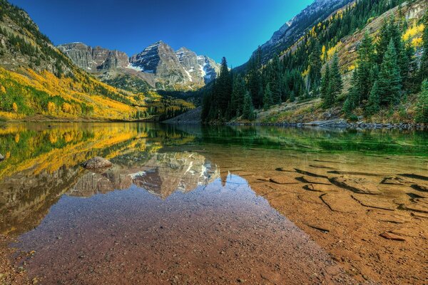 View of the mountains river nature