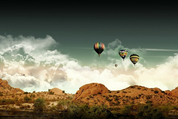 Reisen. Fliegen mit einem Heißluftballon