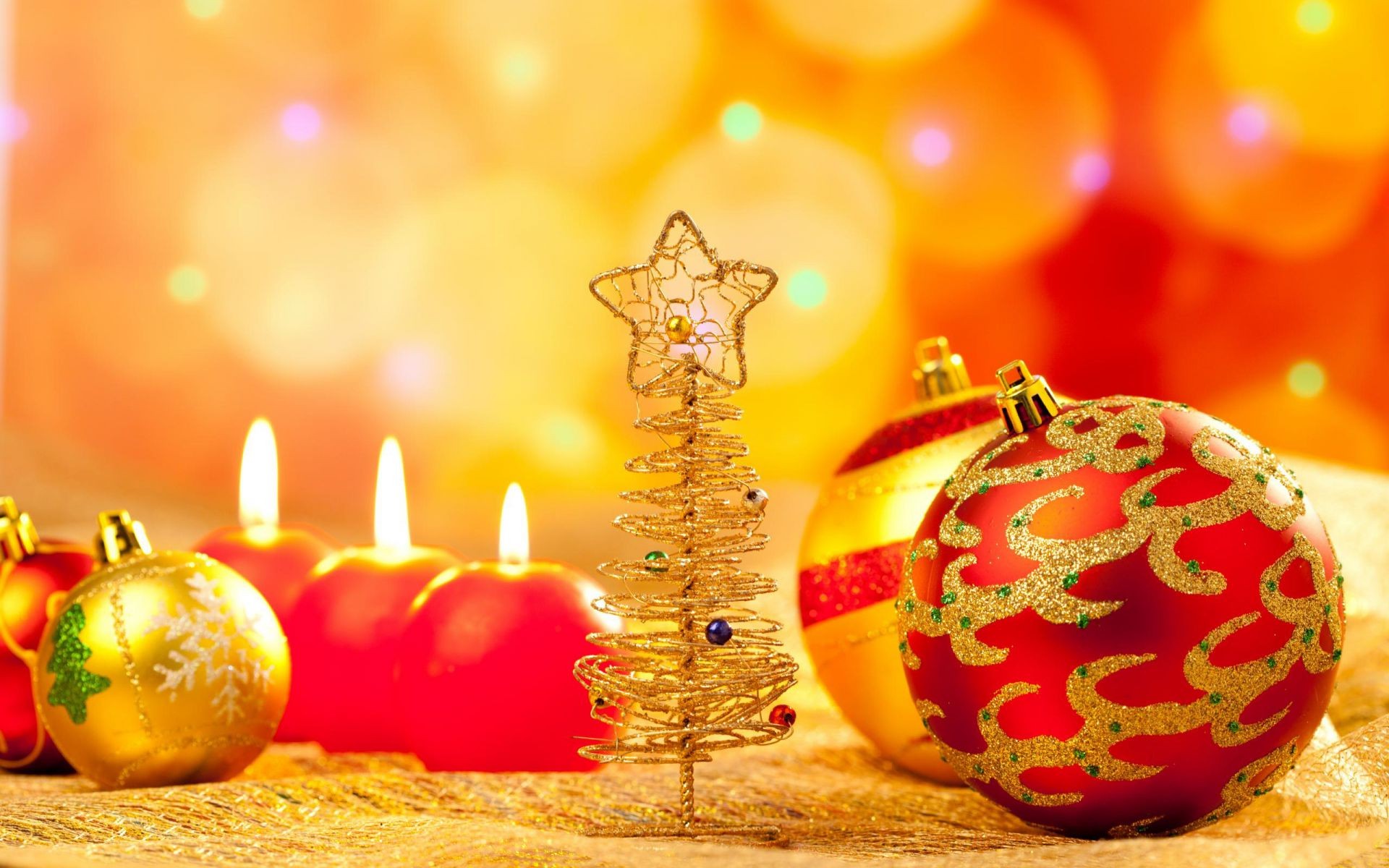 new year christmas celebration decoration winter candle shining gold ball merry light candlelight season desktop bangle eve bright advent traditional thread glisten