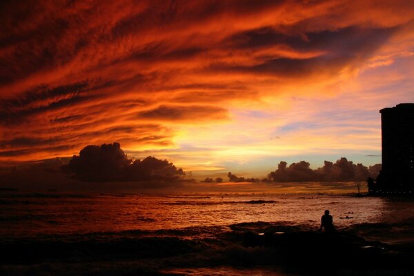 Evening sunset on the ocean