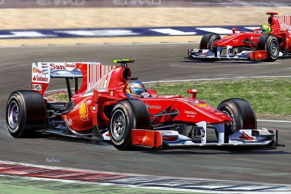 Рисунок гоночного автомобиля ferrari f10 болид