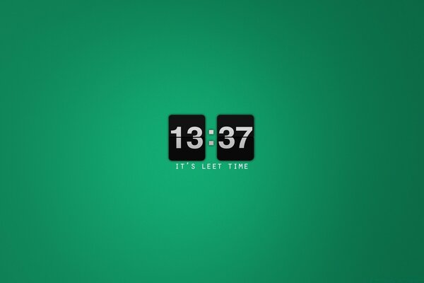 Electronic clock on a green background