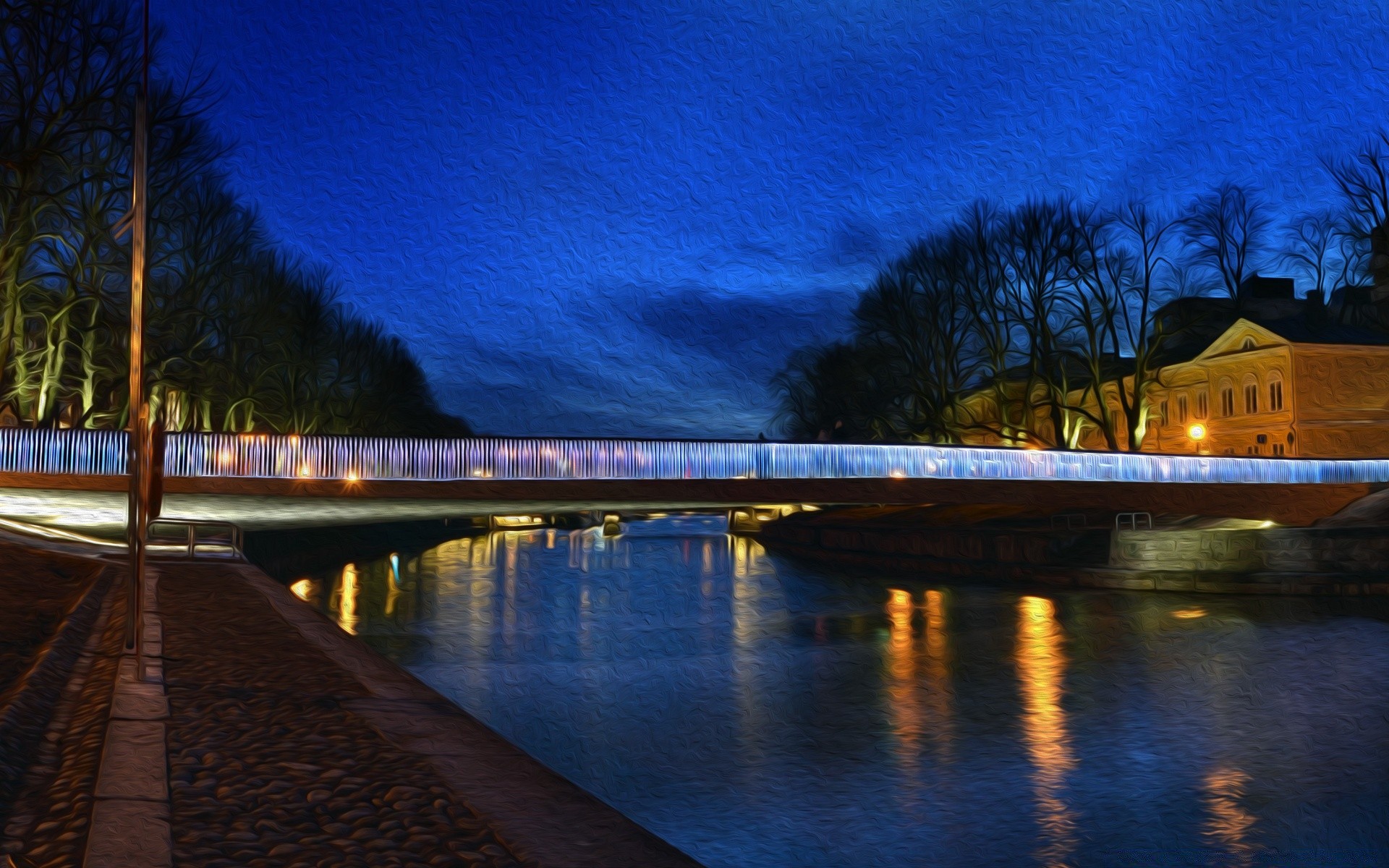 kreativ wasser sonnenuntergang dämmerung brücke abend dämmerung fluss reflexion architektur see reisen im freien licht baum