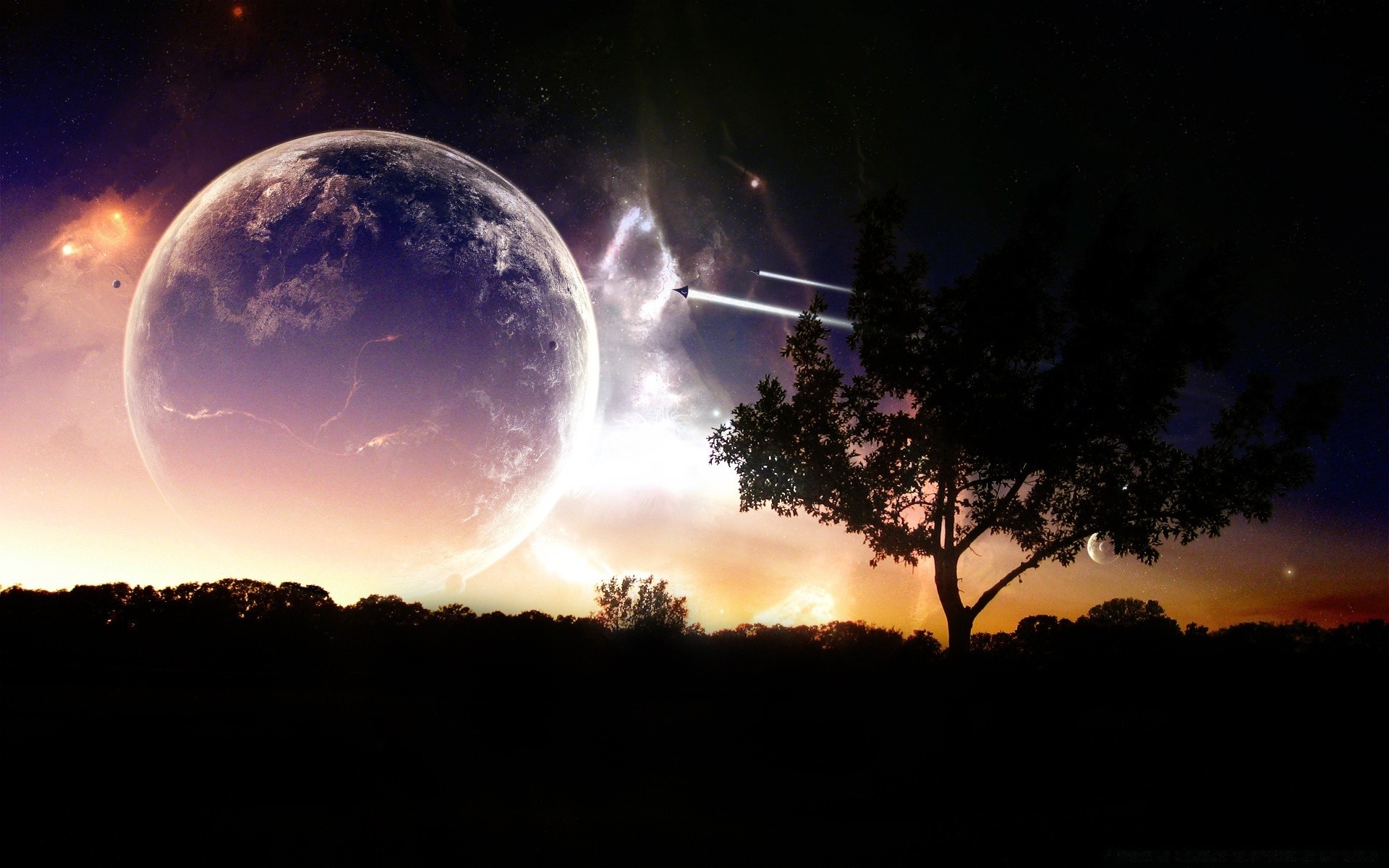 creative moon astronomy sky sun planet dark space light galaxy dawn atmosphere ball-shaped landscape solar fantasy