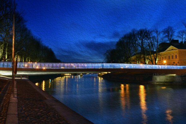 Fascinating sunset with a view of the bridge