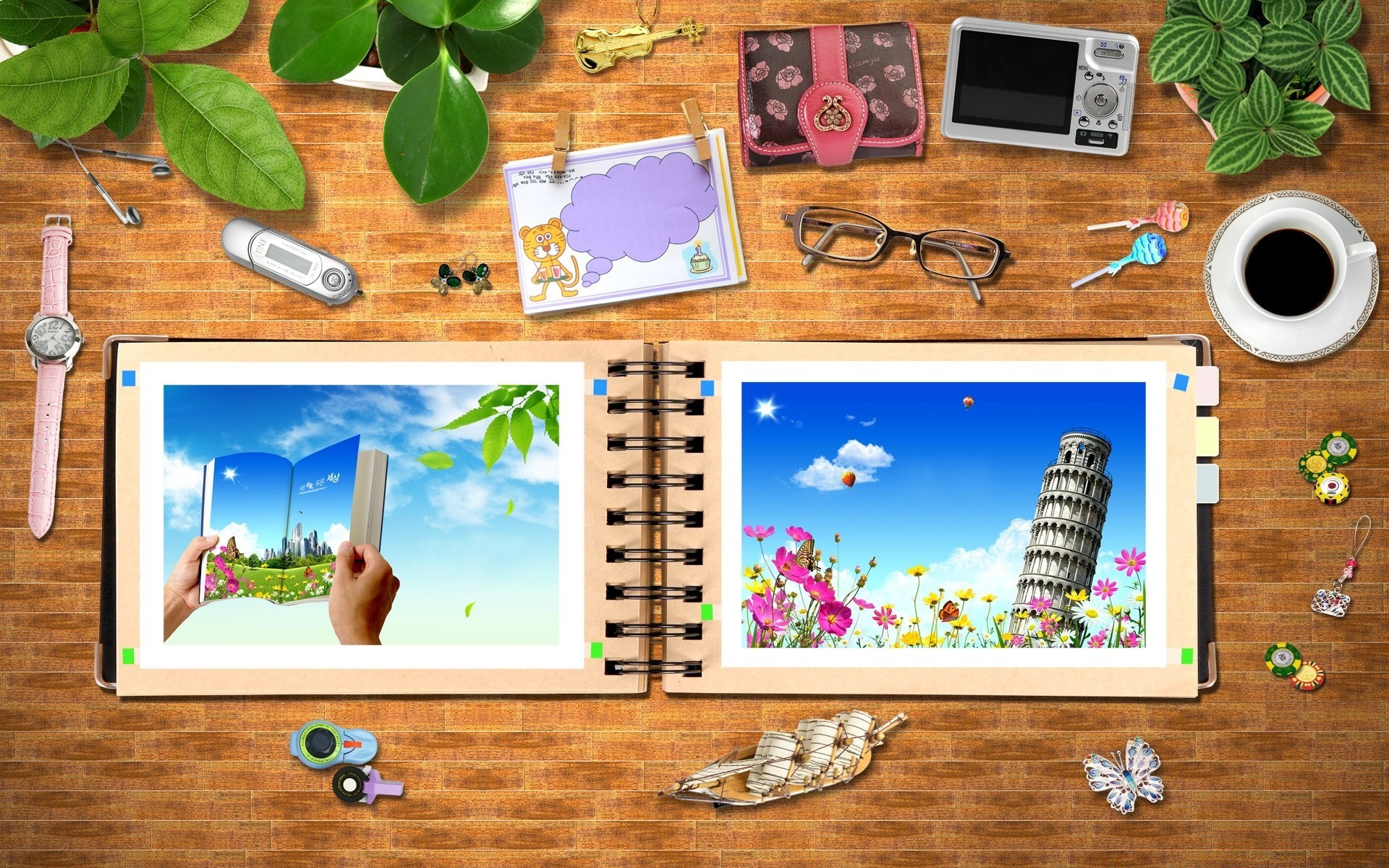 creativo legno estate notebook natura cornice legno mostra mobili desktop retro legno pittura foglia