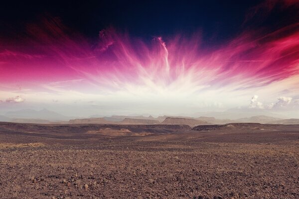 Plasma glow of the sky in the desert