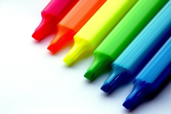 Colorful markers on the table