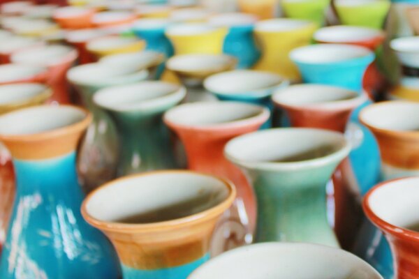 Lots of ceramic VASES in bright colors