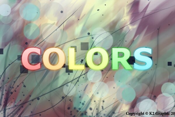 Multicolored letters on a colored background