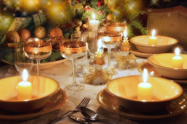 Festively laid Christmas table