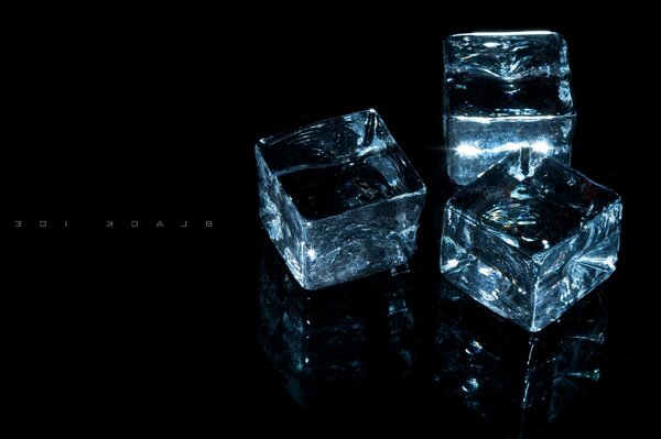 Cubes de glace sur fond noir