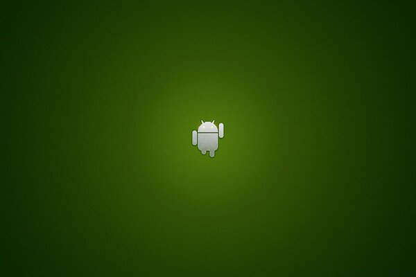 Small white android icon on a dark green background