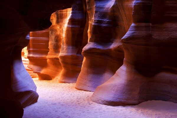 Blurred light in the canyon on a journey