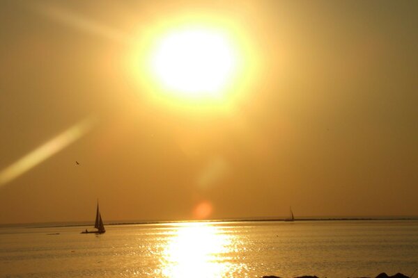 Mysterious sunset on the ocean