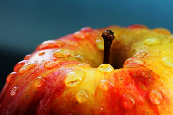 Water droplets on an apple