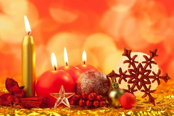 Año nuevo velas vacaciones Navidad bolas