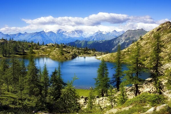 Lago de montaña transparente helado