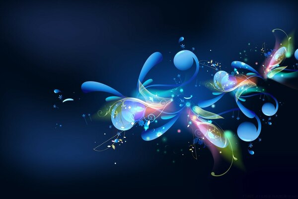 Abstract graphic drawing in blue tones
