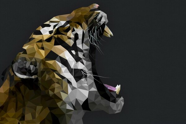 Tiger is made in the style of vector graphics