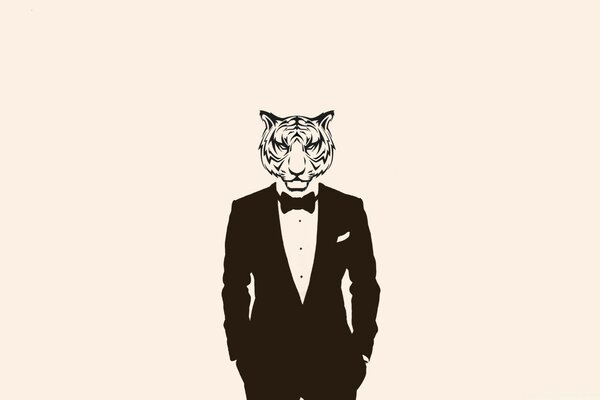 Graphic cat guy in a suit