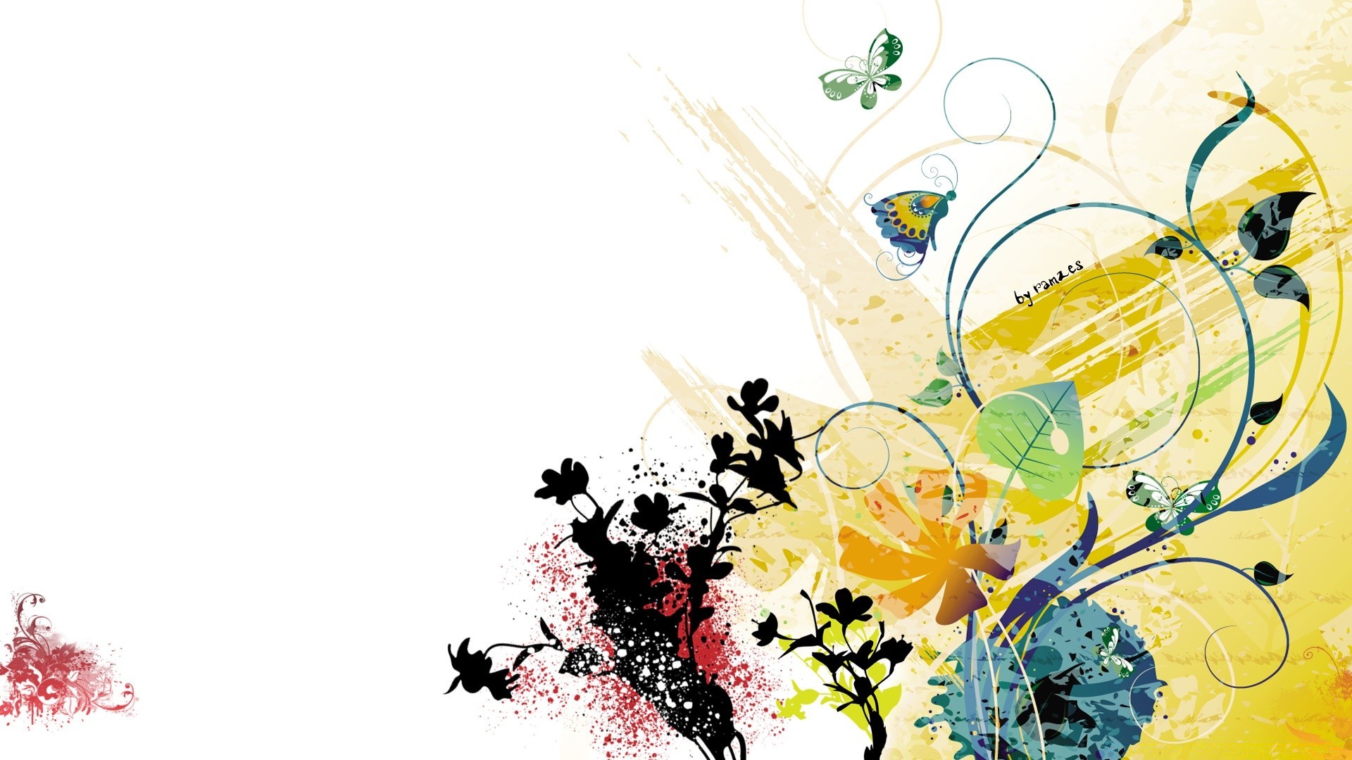 vektorgrafik desktop blatt blume natur flora floral illustration schmetterling sommer dekoration abstrakt