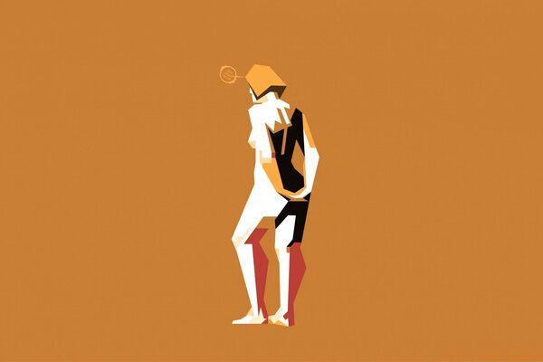 Dessin graphique d une femme sur fond jaune