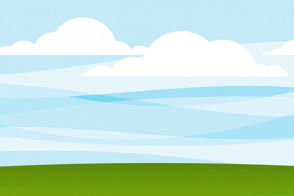 Graphic drawing of clouds and fields