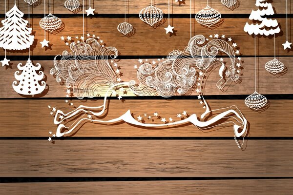 White Christmas decorations on a wooden background